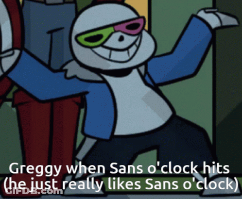 Sans Wearing Sunglasses Greggy When Sans O'Clock Hits GIF