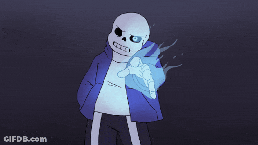 Sans With Blue Flame In Hand GIF