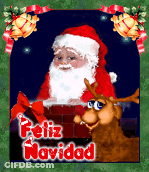 Santa Candy Cane Feliz Navidad Artwork GIF