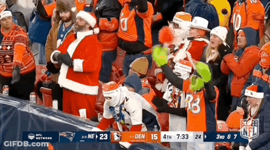 Santa Cheering For The Broncos GIF
