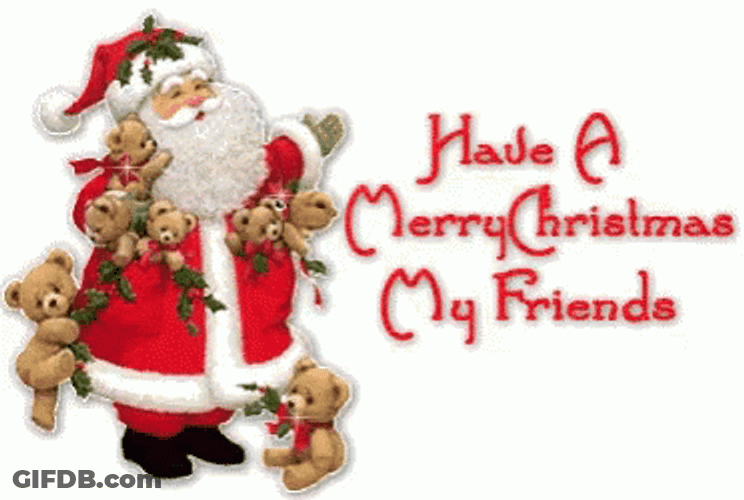 Santa Claus And Bears Merry Christmas Friend GIF