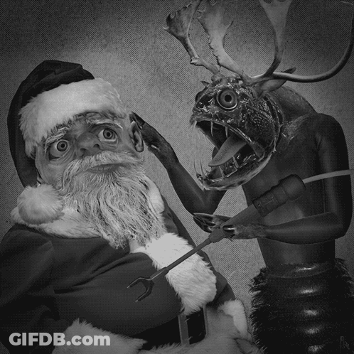 Santa Claus And Demon In Black And White GIF