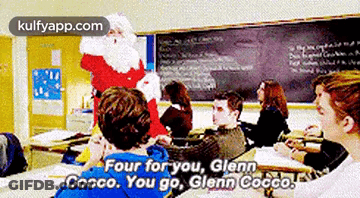 Santa Claus Before Classroom Full Of Students GIF