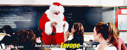 Santa Claus Blackboard And None For Great Europeers Bye GIF