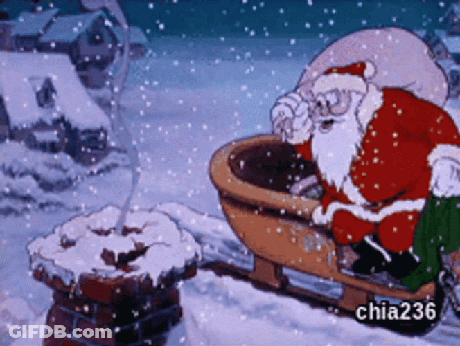 Santa Claus Jumped Inside Chimney GIF