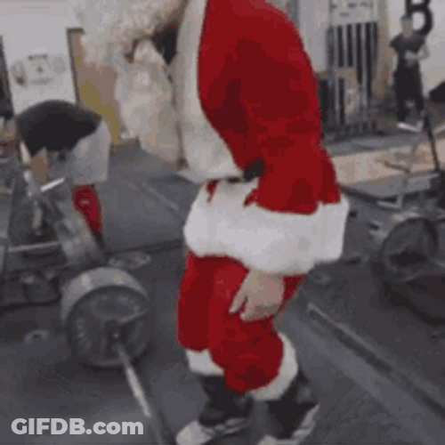 Santa Claus Mascot Doing Deadlift GIF