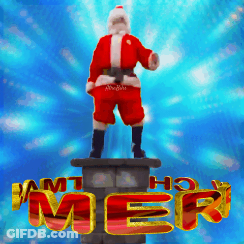 Santa Claus On Chimney Saying Mer GIF