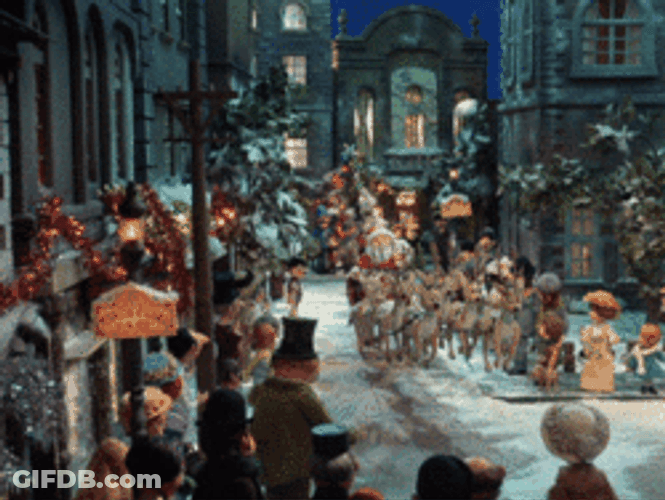 Santa Claus Passing Village GIF