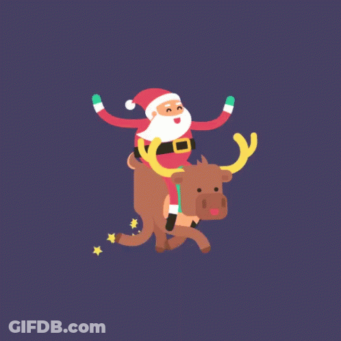 Santa Claus Riding Reindeer Arms Outstretched GIF