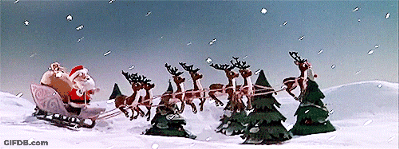 Santa Claus Riding Reindeer GIF