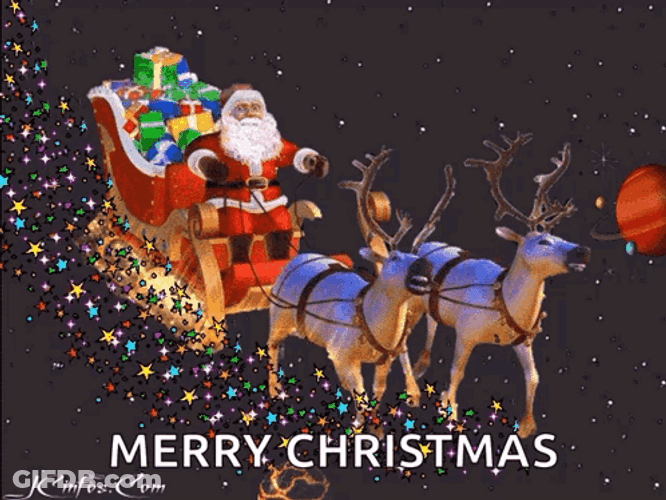 Santa Claus Riding The Sleigh Noel GIF