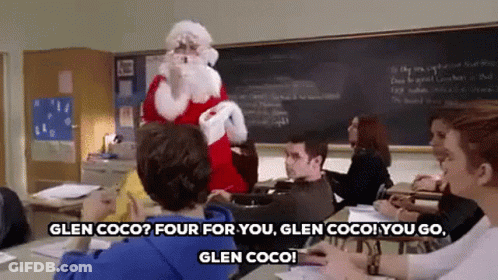 Santa Claus Standing In Classroom With Students GIF