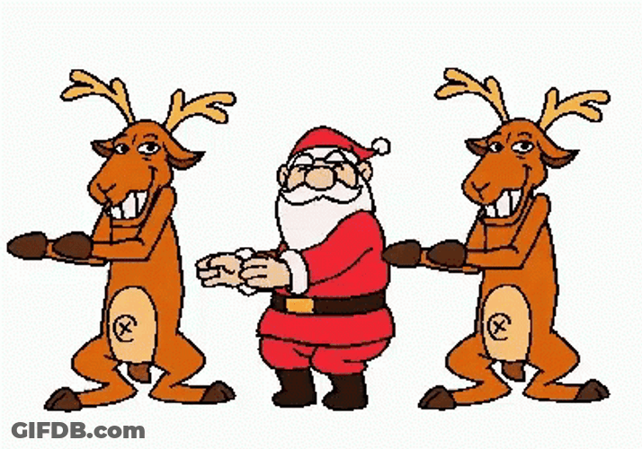 Santa Clause And Rudolph Dancing GIF