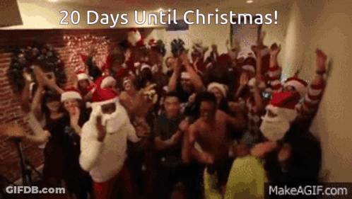 Santa Hats Dancing 20 Days Until Christmas GIF