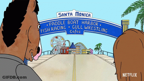 Santa Monica Paddle Boat Harbor Gull Wrestling Cafes GIF