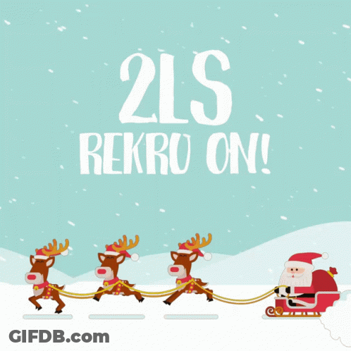 Santa Pulling Reindeer Sleigh 21S Rekru GIF