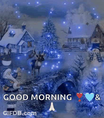 Santa Reindeer Snowmen Christmas Tree On Bridge GIF