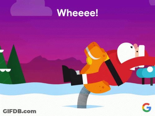 Santa Running In Snow Saying Weeee GIF