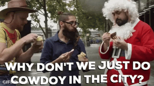 Santa Suit Man Says Why Don't We Do Cowdoy GIF