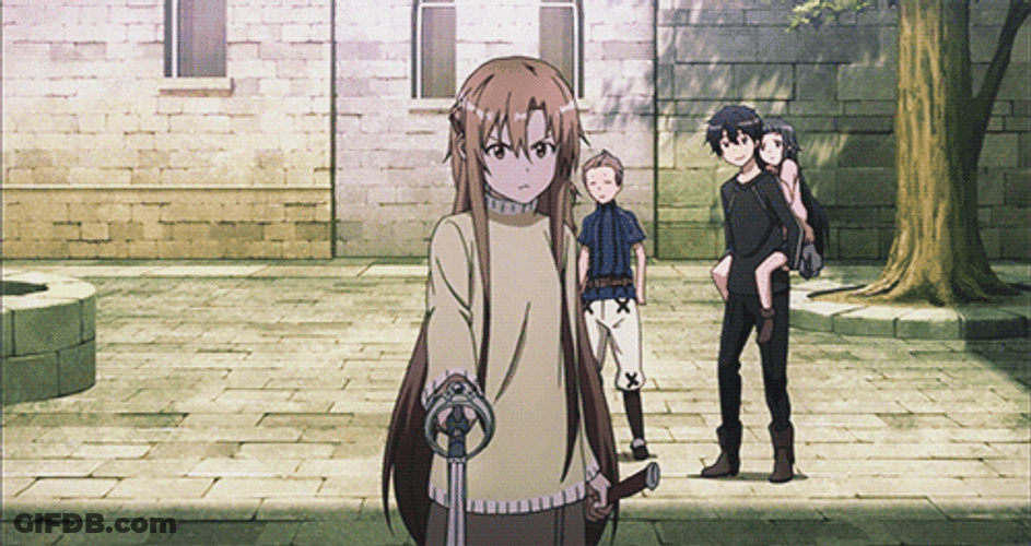 Sao Anime Yuuki Asuna Draws Sword GIF