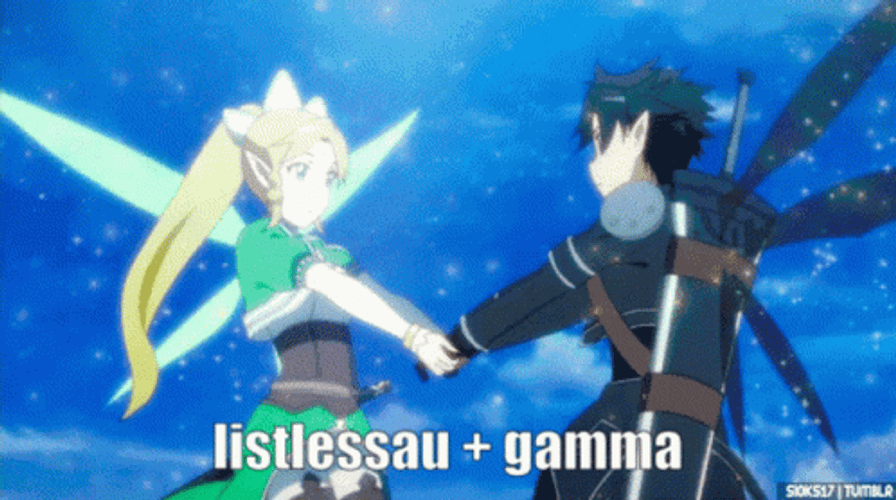 Sao Kirito And Leafa Hold Hands GIF