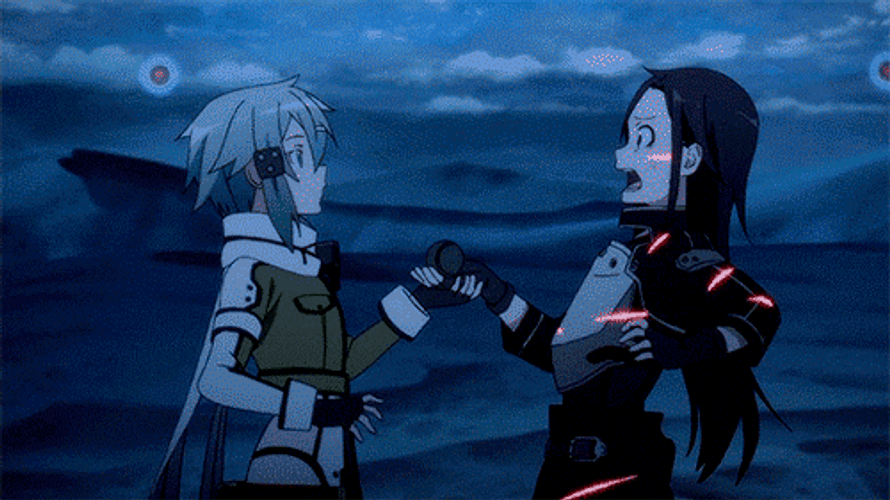 SAO Sinon Asada Hugs Kirito GIF