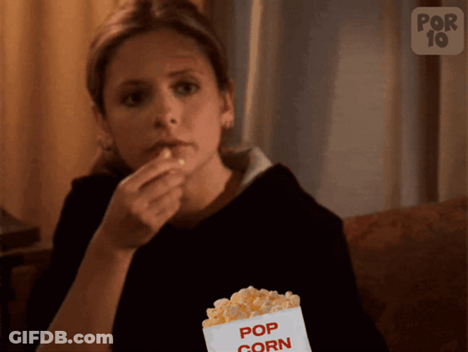 Sarah Michelle Gellar Eating Popcorn Meme GIF