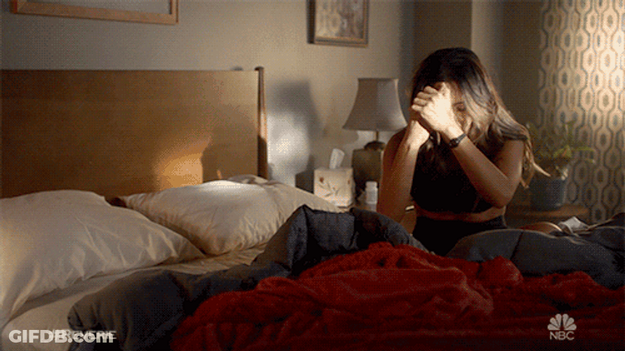 Sarah Shahi Mental Breakdown In Bed GIF