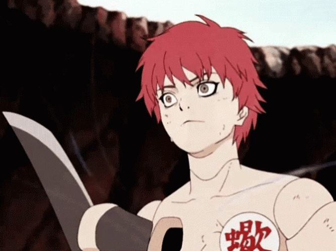 Sasori Puppet Head Shake Stare GIF
