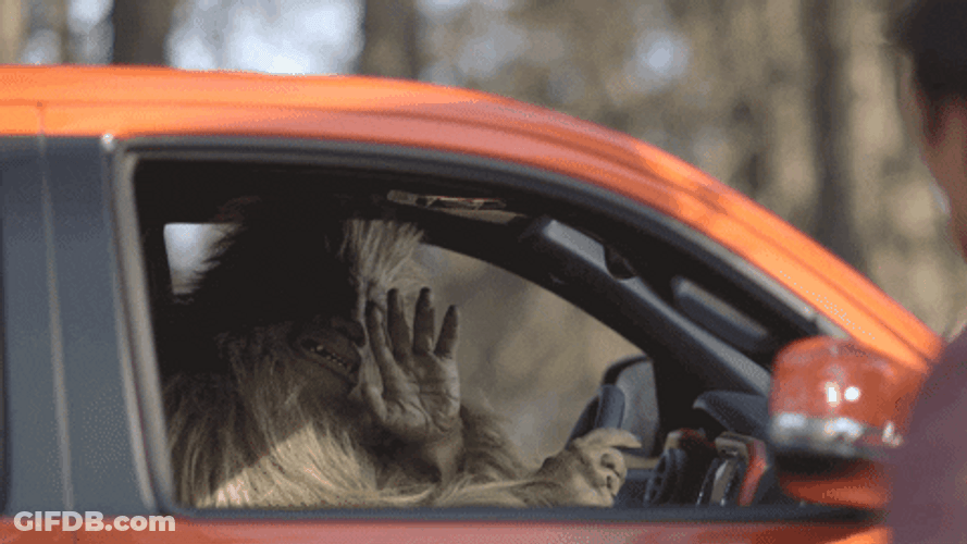 Sasquatch Car Riding Waving Bye GIF
