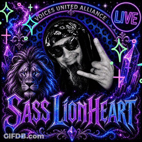 Sass Lionheart Poster With Lion And Man GIF