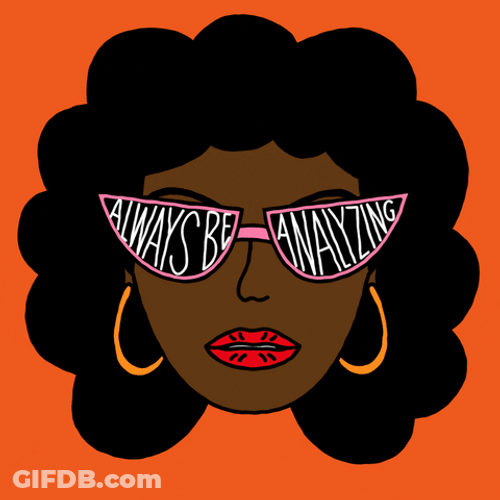 Sassy Cartoon Lady Always Analyzing Metrics GIF