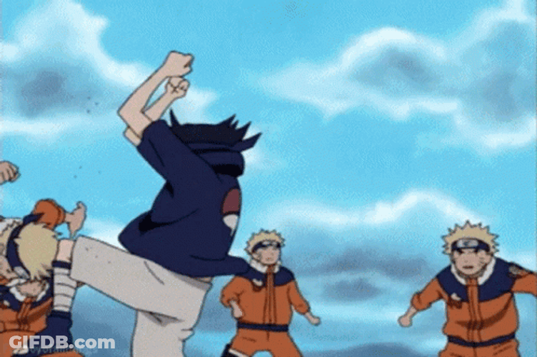 Sasuke Fighting Three Naruto GIF