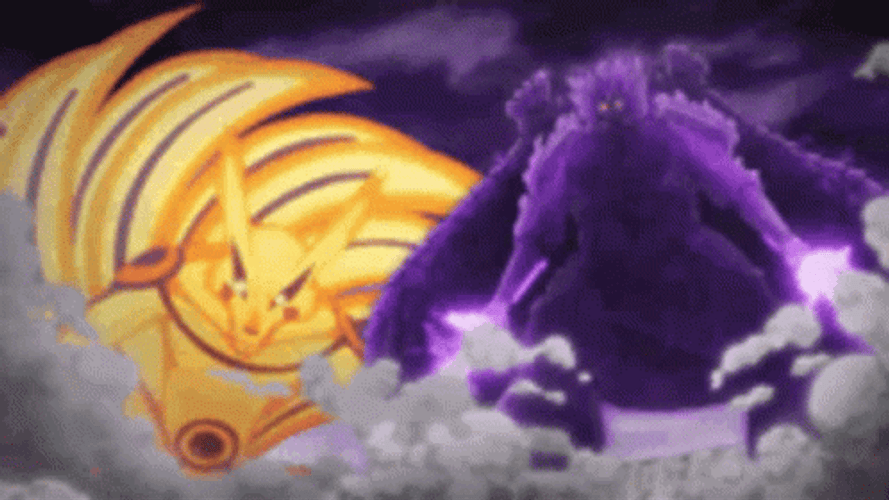 Sasuke Susanoo And Nine Tails Naruto Fight GIF