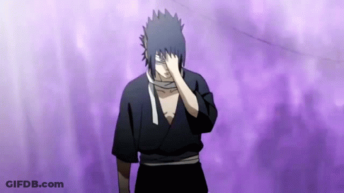 Sasuke Uchiha From Naruto Is Covering His Eyes With His Hand . GIF