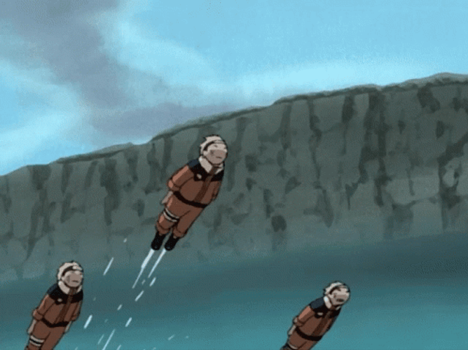 Sasuke Vs Naruto Bombarding With Shadow Clones GIF