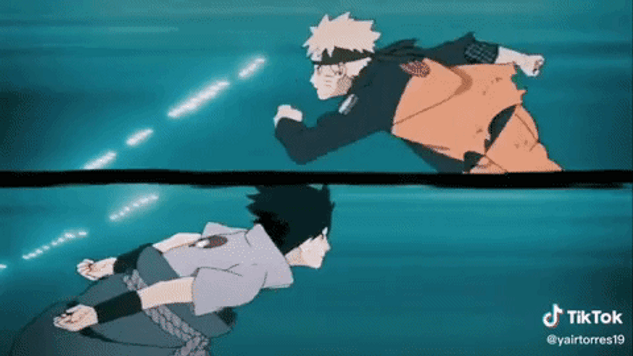 Sasuke Vs Naruto Charging Towards Each Other GIF