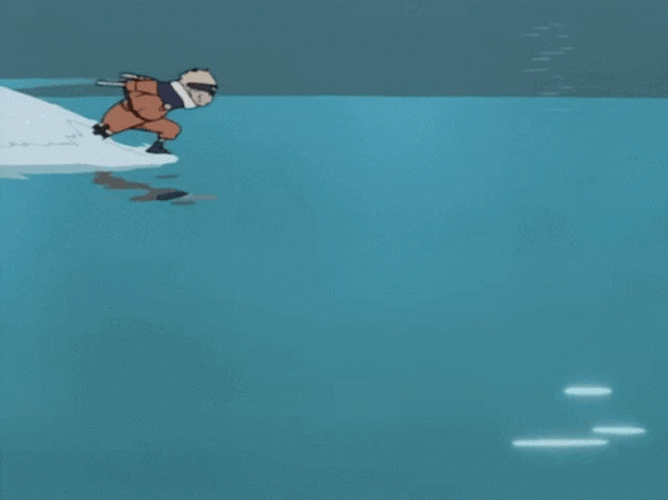 Sasuke Vs Naruto Running In Water GIF