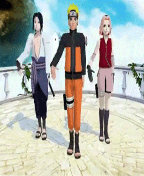Sasuke With Team 7 Dancing GIF