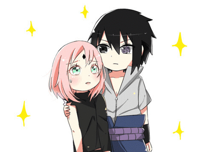 Sasusaku Sakura Sasuke Chibi Couple Kiss GIF