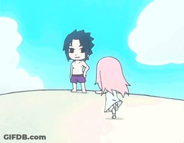 Sasusaku Sasuke Sakura Beach Couple Chibi GIF