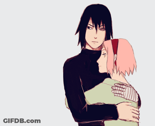 Sasusaku Sasuke Sakura Hug Forehead Kiss GIF