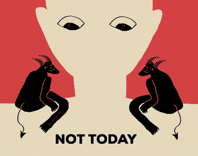 Satan Cheering Not Today Satan GIF