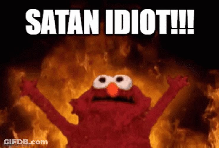 Satan Idiot Elmo Fire GIF