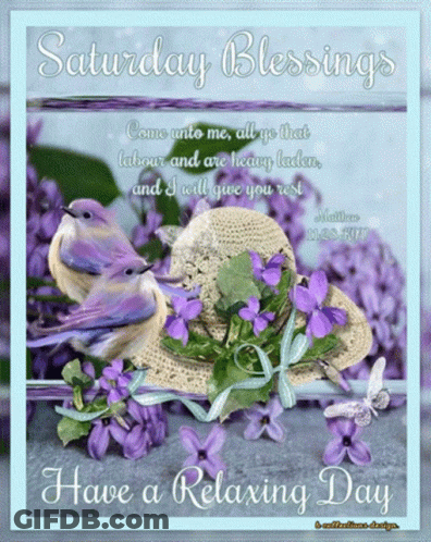 Saturday Blessings Have A Relaxing Day With Purple Flowers GIF