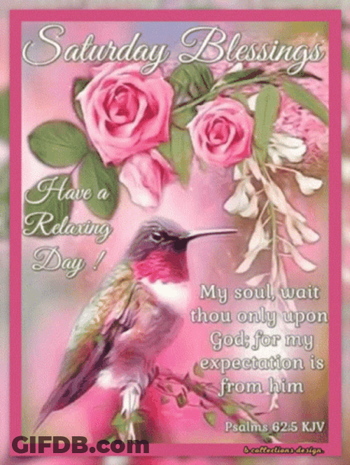 Saturday Blessings Pink Art Card GIF