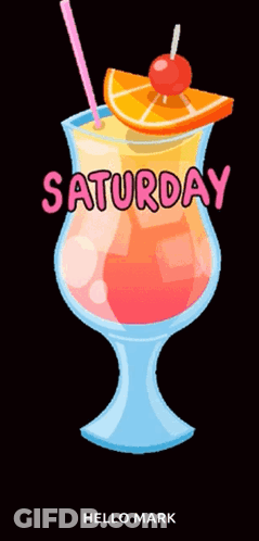 Saturday Drink With Straws And Fruit GIF