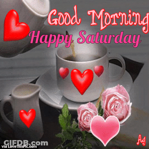 Saturday Morning Coffee Mug With Heart GIF