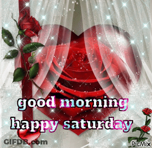 Saturday Morning Red Rose Inside A Heart GIF
