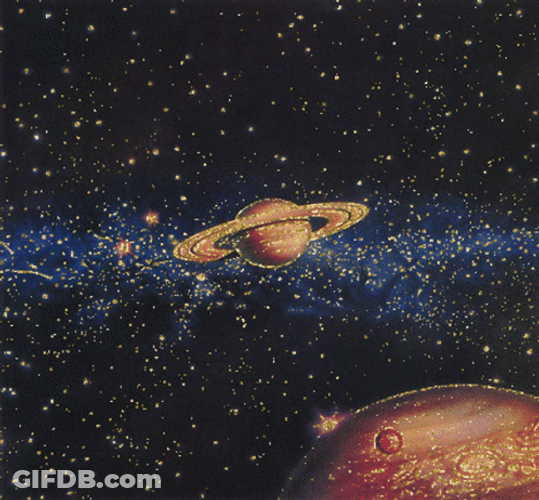Saturn Blinking In Galaxy GIF